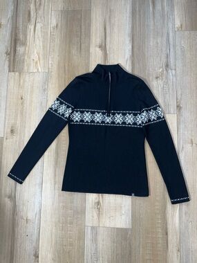 Krimson Klover Women’s Merino Wool Blend 1/2 Zip Snowflake Sweater Size Medium